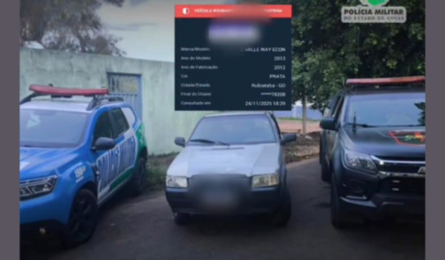 Veículo furtado é recuperado pela CPE e Polícia Militar em Rubiataba