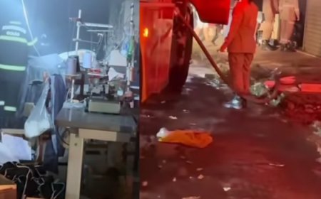 Incêndio atinge confecção no Setor Aeroporto 2, em Jaraguá; Bombeiros controlam as chamas e evitam maiores prejuízos