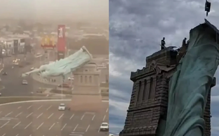 Vídeo: “Estátua da Liberdade” da Havan desaba no RS e vira meme nas redes sociais