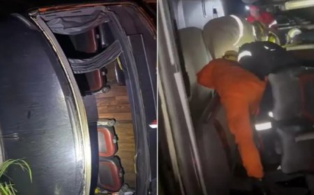 Ônibus capota na BR-060 e deixa 10 feridos perto de Alexânia