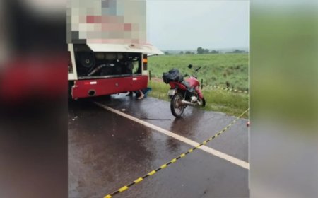 Motociclista morre ao bater na traseira de ônibus na GO-164, entre Mozarlândia e Araguapaz