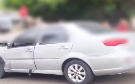 Carro e motocicleta se envolvem em acidente próximo ao Hospital Bom Jesus em Ceres