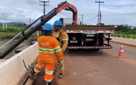 Trânsito fica lento em viaduto entre Rialma e Santa Isabel por obras na passarela