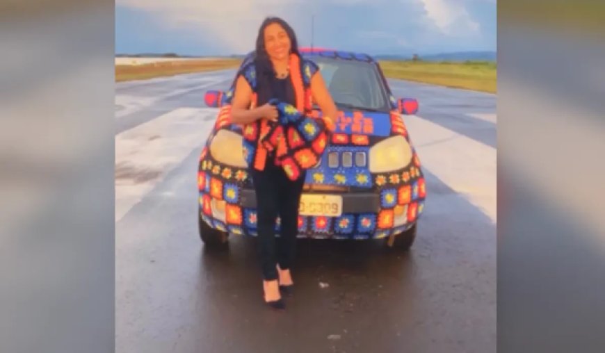 Lavradora em Itaberaí, cobre carro com crochê para chamar atenção de Luciano Huck, e tentar voltar ao Maranhão