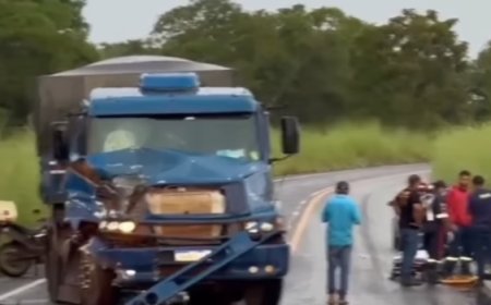 Sequencia de colisões envolvendo caminhões e moto deixa vítima grave na GO-244