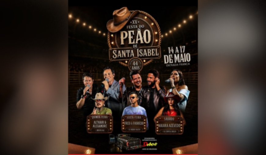 Santa Isabel se prepara para a 15ª Festa do Peão com entrada gratuita