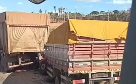 Colisão entre caminhões deixa motorista em estado gravíssimo em Aparecida de Goiânia