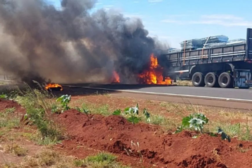 Motorista de carreta morre carbonizado após perseguição policial em Rio Verde