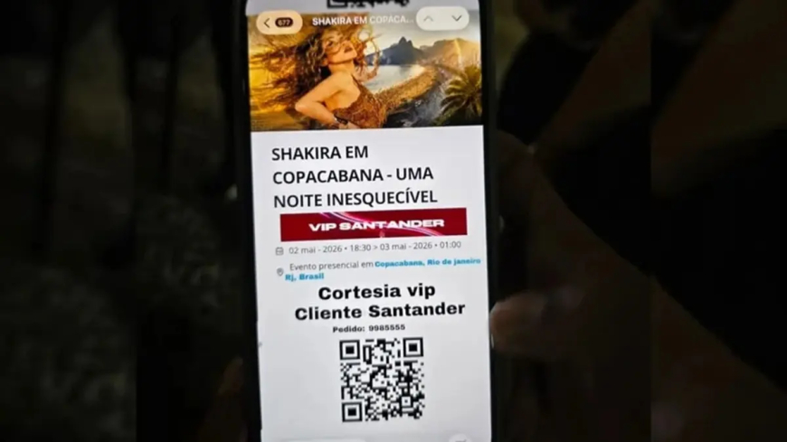 Homem lucra R$ 6 mil com ingressos falsos para o show da Shakira no Rio e é preso