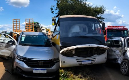 Colisão entre três veículos deixa quatro pessoas feridas na GO-336, em Nova Glória
