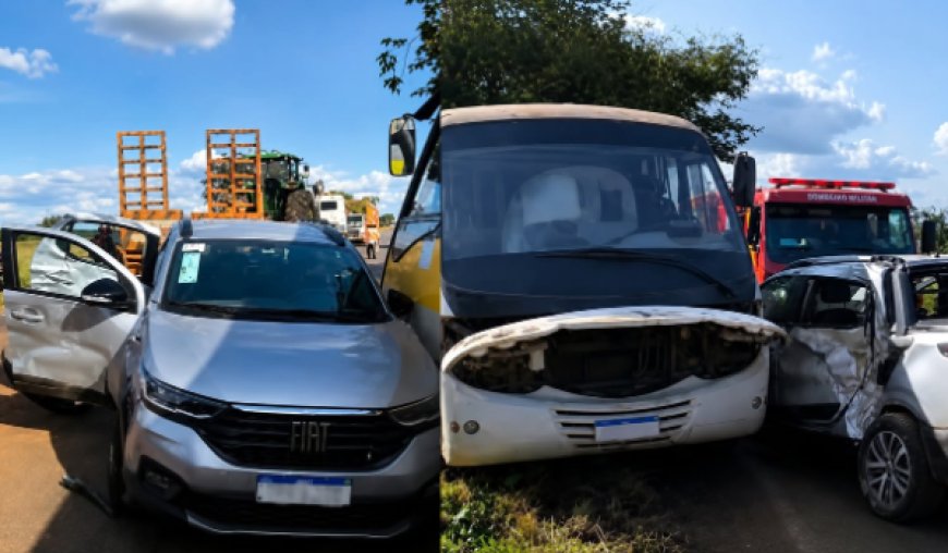 Colisão entre três veículos deixa quatro pessoas feridas na GO-336, em Nova Glória