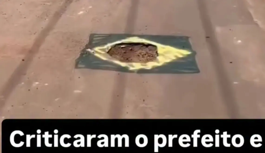 Em clima de Copa do Mundo, moradores pintam buracos nas ruas com cores do Brasil; vídeo