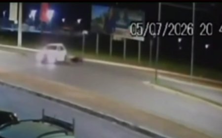 Câmera registra colisão; motorista deixa local sem prestar socorro em Jaraguá