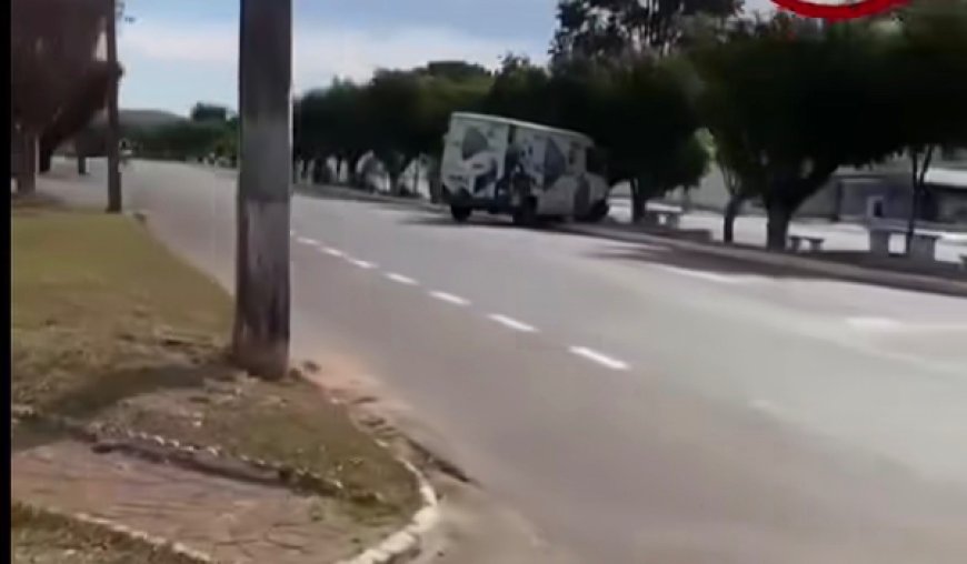 Van colide contra árvore na Avenida Brasil, em Ceres